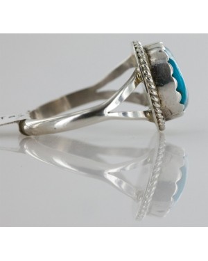Handmade Certified Authentic Navajo .925 Sterling Silver Natural Turquoise Rin Native American Ring  16843