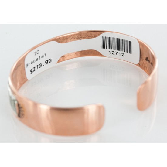 Handmade Certified Authentic Navajo Pure .925 Sterling Silver and Copper Native American Bracelet 12712