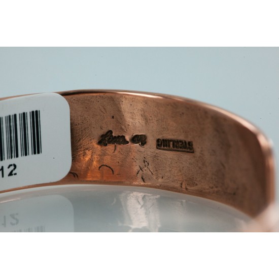 Handmade Certified Authentic Navajo Pure .925 Sterling Silver and Copper Native American Bracelet 12712