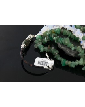 Large Certified Authentic 6 Strand Navajo .925 Sterling Silver Natural Turquoise Jade and Opalite Native American Necklace 16012