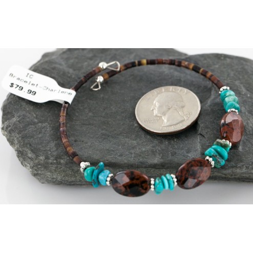 Certified Authentic Navajo Turquoise and Jasper Native American WRAP Bracelet 12742-3