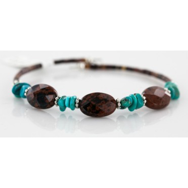 Certified Authentic Navajo Turquoise and Jasper Native American WRAP Bracelet 12742-3