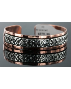 HANDMADE Certified Authentic Navajo Pure .925 Sterling Silver and Copper Native American Bracelet 12736