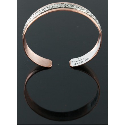 HANDMADE Certified Authentic Navajo Pure .925 Sterling Silver and Copper Native American Bracelet 12736