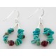 Certified Authentic Navajo .925 Sterling Silver Hooks Natural Turquoise Red Quartz Native American Earrings 18069