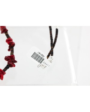 Certified Authentic 2 Strand Navajo .925 Sterling Silver Turquoise and Coral Native American Necklace 750161