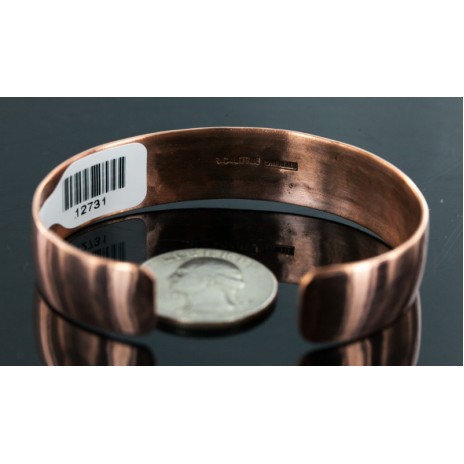 Handmade Certified Authentic Navajo Pure .925 Sterling Silver and Copper Native American Bracelet 12731