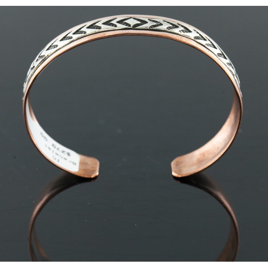 Handmade Certified Authentic Navajo Pure .925 Sterling Silver and Copper Native American Bracelet 12731