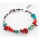 Certified Authentic Navajo Turquoise and Coral Native American WRAP Bracelet 12734-1
