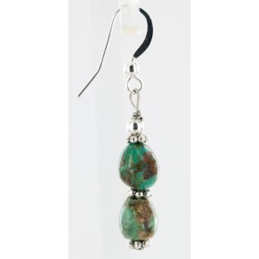 Certified Authentic Navajo .925 Sterling Silver Hooks Natural Turquoise Native American Earrings 18066