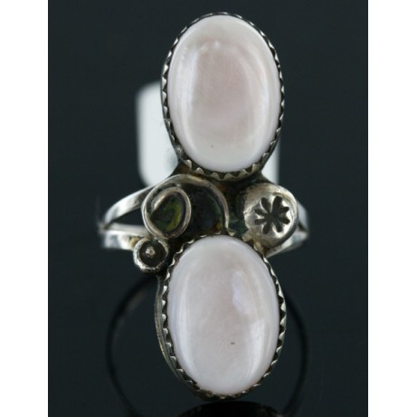 Handmade Certified Authentic Navajo .925 Sterling Silver Mother of Pearl Native American Ring  16971