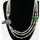 Certified Authentic 3 Strand Navajo .925 Sterling Silver Turquoise Quartz and Onyx Native American Necklace 25243