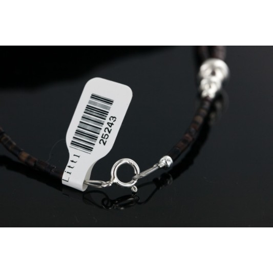 Certified Authentic 3 Strand Navajo .925 Sterling Silver Turquoise Quartz and Onyx Native American Necklace 25243