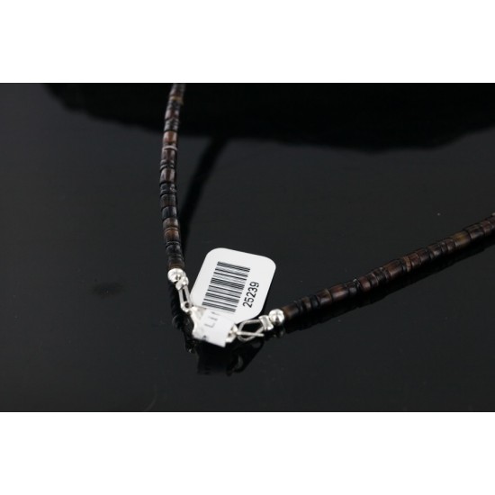 Certified Authentic Navajo .925 Sterling Silver Graduated Heishi Turquoise Native American Necklace 25239