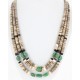 Certified Authentic 3 Strand Navajo .925 Sterling Silver Graduated Heishi Turquoise Native American Necklace 16005