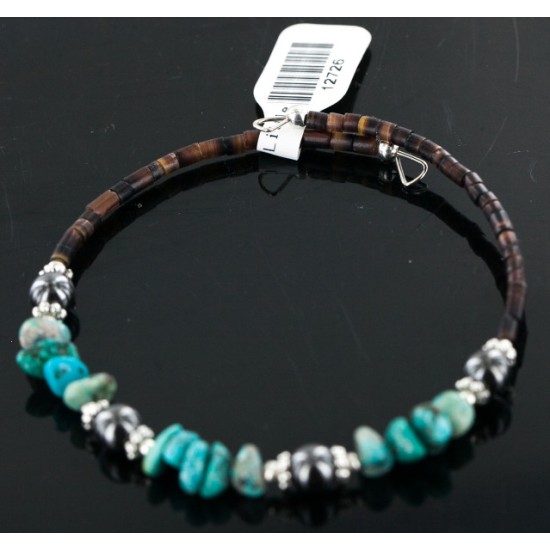 Certified Authentic Navajo Turquoise and HEMATITE Native American WRAP Bracelet 12726