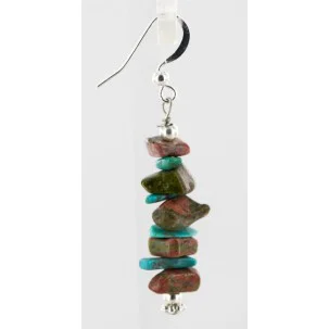 Navajo .925 Sterling Silver Hooks Natural Turquoise and JASPER Native American Earrings 18062 Navajo .925 Sterling Silver Hooks Natural Turquoise and JASPER Native American Earrings 18062