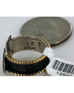 .925 Sterling Silver and 12kt Gold Filled HANDMADE Certified Authentic HORSE Navajo Native American Ring  12659-1