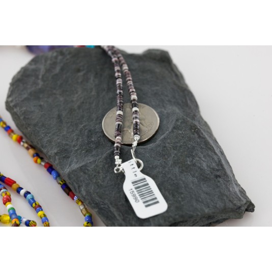 Certified Authentic 8 Strand Navajo .925 Sterling Silver Beaded Native American Necklace 15990