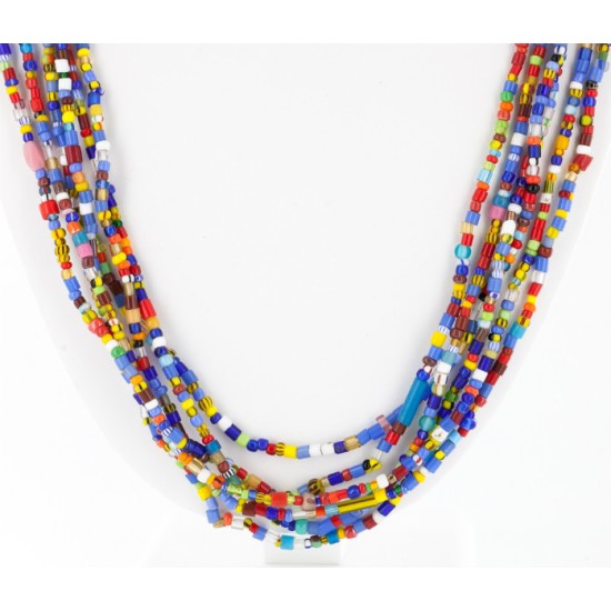 Certified Authentic 8 Strand Navajo .925 Sterling Silver Beaded Native American Necklace 15990