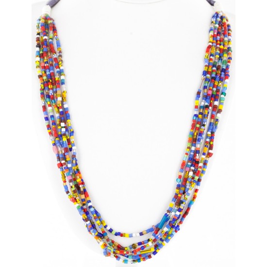 Certified Authentic 8 Strand Navajo .925 Sterling Silver Beaded Native American Necklace 15990