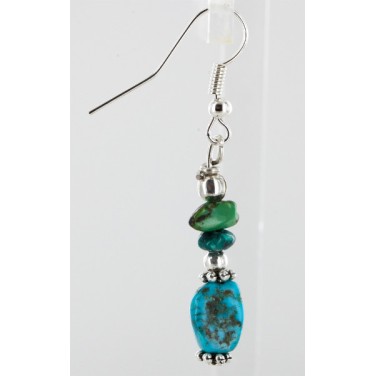 Certified Authentic Navajo .925 Hook Turquoise Native American Earrings 18056