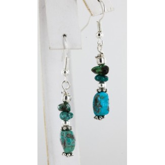 Certified Authentic Navajo .925 Hook Turquoise Native American Earrings 18056