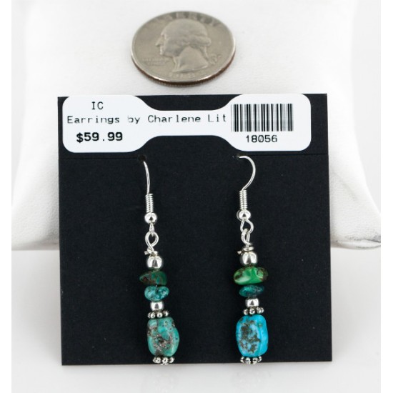 Certified Authentic Navajo .925 Hook Turquoise Native American Earrings 18056