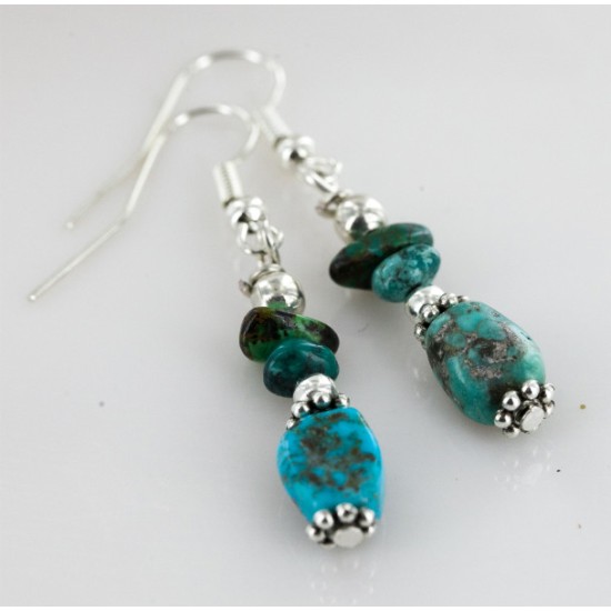 Certified Authentic Navajo .925 Hook Turquoise Native American Earrings 18056