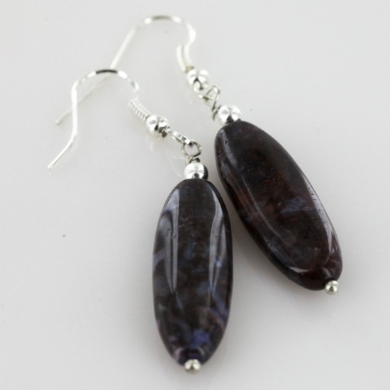 Certified Authentic Navajo .925 Sterling Silver Hooks Natural JASPER Native American Earrings 18054