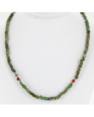 Certified Authentic Navajo .925 Sterling Silver Turquoise Coral Native American Necklace 15781