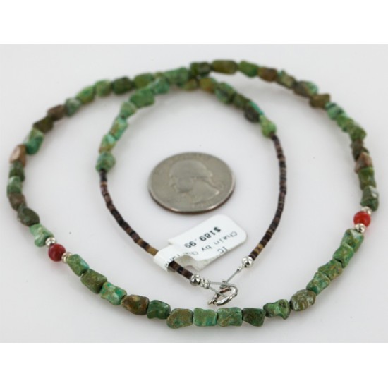 Certified Authentic Navajo .925 Sterling Silver Turquoise Coral Native American Necklace 15781