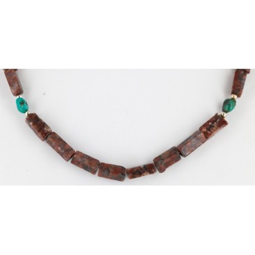 Certified Authentic Navajo .925 Sterling Silver Turquoise Jasper Native American Necklace 15995