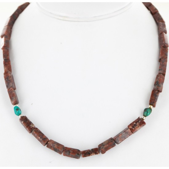Certified Authentic Navajo .925 Sterling Silver Turquoise Jasper Native American Necklace 15995