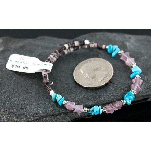 Certified Authentic Navajo Turquoise and QUARTZ Native American WRAP Bracelet 12720