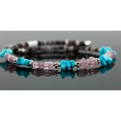 Certified Authentic Navajo Turquoise and QUARTZ Native American WRAP Bracelet 12720