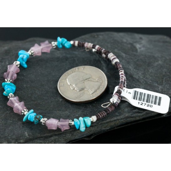 Certified Authentic Navajo Turquoise and QUARTZ Native American WRAP Bracelet 12720