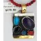 Handmade Navajo .925 Sterling Silver 12kt Gold Filled Multicolor Turquoise Sujulite Onyx Lapis Coral Native American Necklace 24339-1