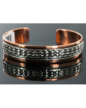 Handmade Certified Authentic Navajo Pure .925 and Copper Native American Bracelet 12713