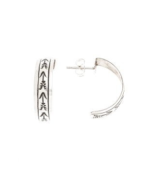 Arrow .925 Sterling Silver Certified Authentic Handmade Navajo Native American Earrings 13185-2