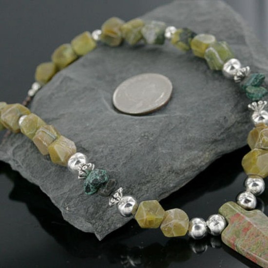 Certified Authentic Navajo .925 Sterling Silver Natural Turquoise Jasper Native American Necklace 370955202645