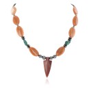 Arrow head Navajo .925 Sterling Silver Natural Turquoise Agate Hematite and Goldstone Native American Necklace 15897-4