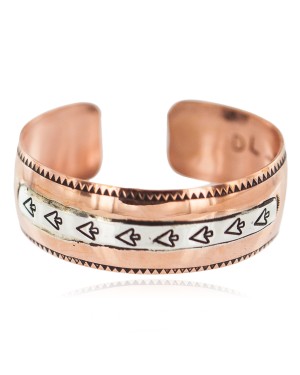 Arrow Head Navajo .925 Sterling Silver Certified Authentic Handmade Native American Pure Copper Bracelet 92005-15