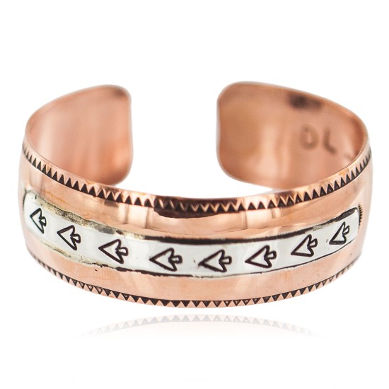 Arrow Head Navajo .925 Sterling Silver Certified Authentic Handmade Native American Pure Copper Bracelet 92005-15