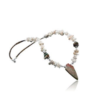 Arrowhead Certified Authentic Navajo .925 Sterling Silver White Howlite Native American Necklace 15341-17