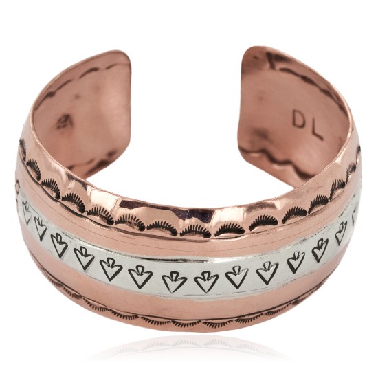 Arrowhead Feather Navajo .925 Sterling Silver Handmade Certified Authentic Pure Copper Native American Bracelet 12952