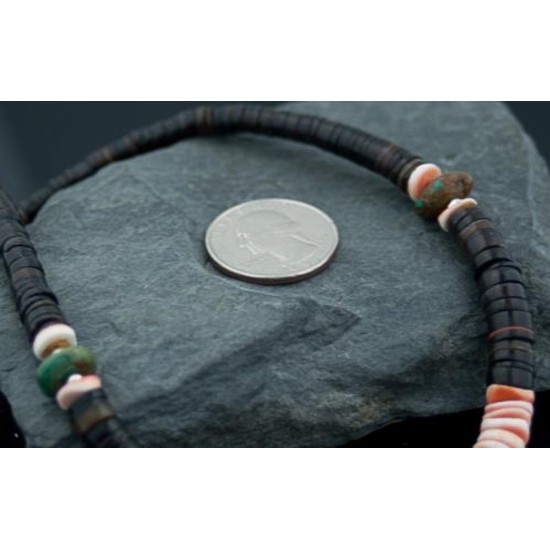 Certified Authentic Navajo .925 Sterling Silver Graduated Heishi, Natural Turquoise Native American Necklace 370819474808