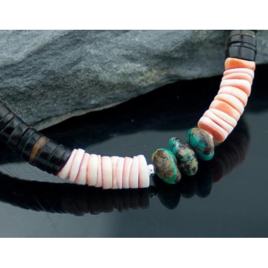 Certified Authentic Navajo .925 Sterling Silver Graduated Heishi, Natural Turquoise Native American Necklace 370819474808