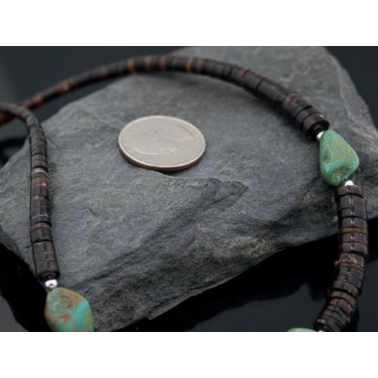 Certified Authentic Navajo .925 Sterling Silver Natural Turquoise Graduated Heishi Native American Necklace 390613921451