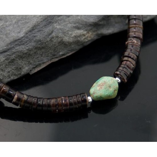 Certified Authentic Navajo .925 Sterling Silver Natural Turquoise Graduated Heishi Native American Necklace 390613921451